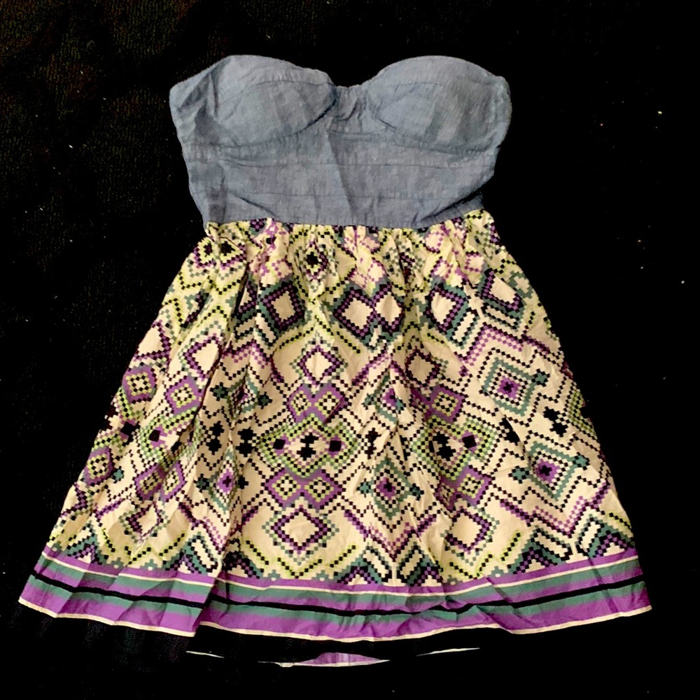 Cute retro strapless summer dress casual